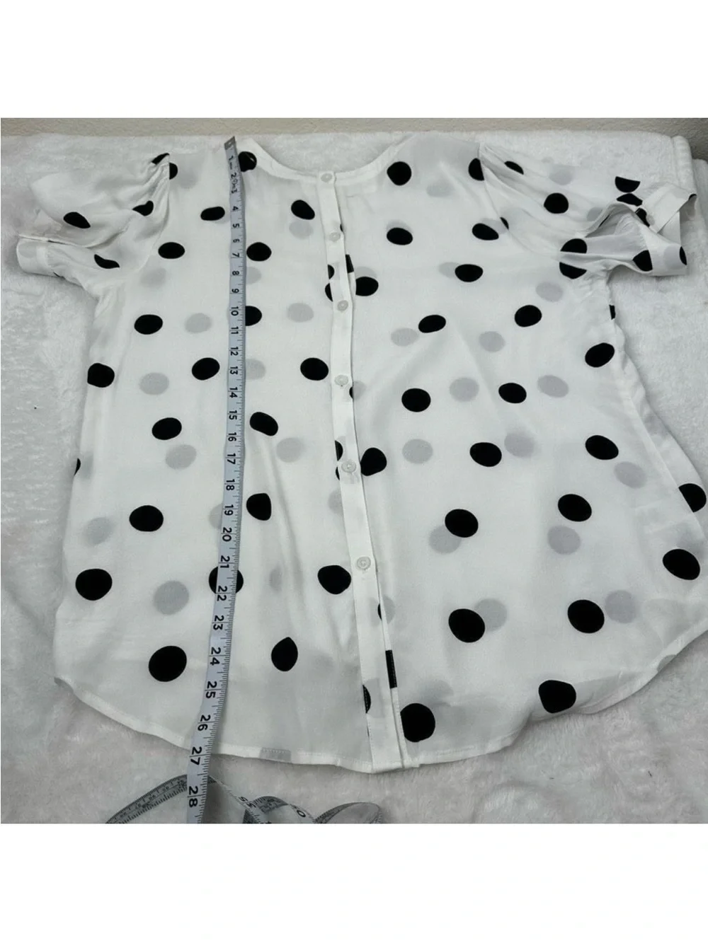 NWT LOFT White with Black Polka Dots  Button Back Blouse size Medium